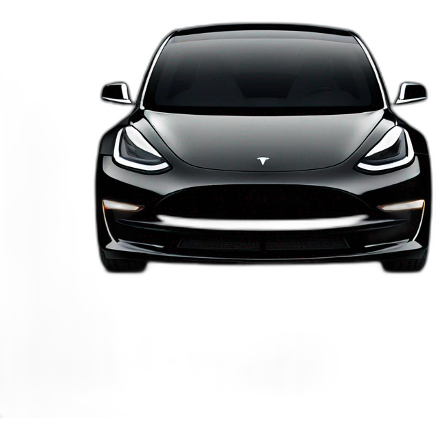 modified black 2023 Tesla Model 3 with front spoiler viewed from front emoji