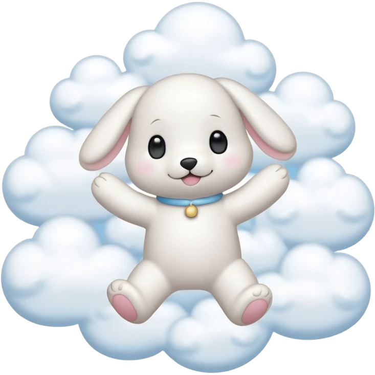 Cinnamon roll from sanrio dancing in the clouds emoji