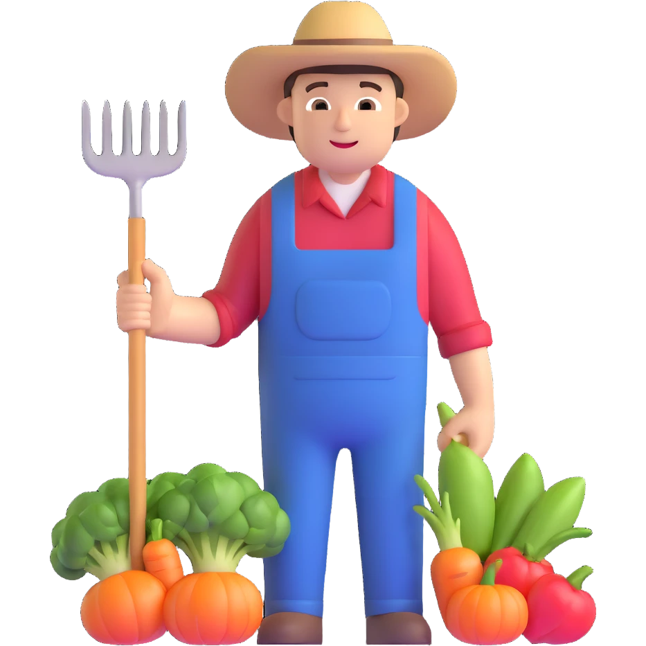 farmer with pitchfork and vegetables emoji