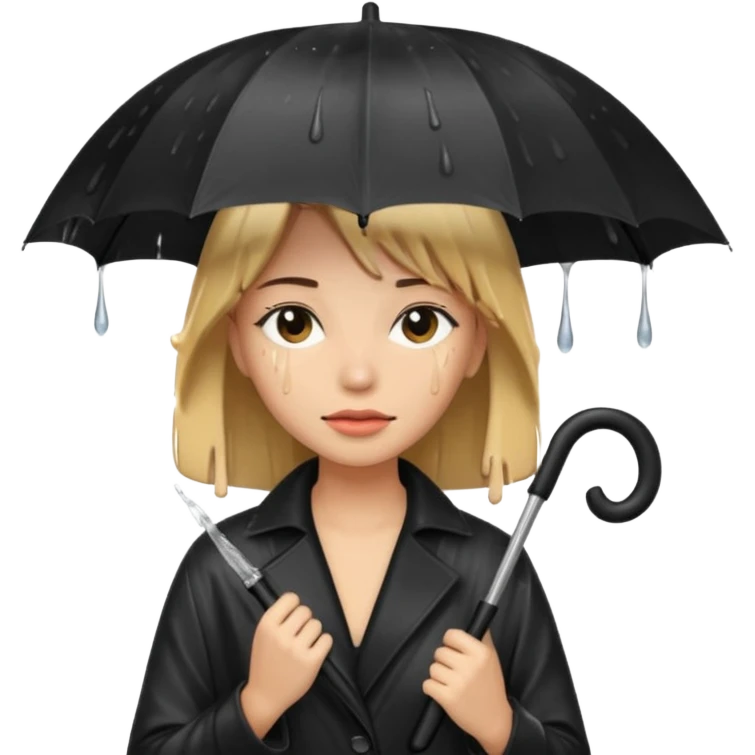she getting wet (umbrella, dripping hair) emoji