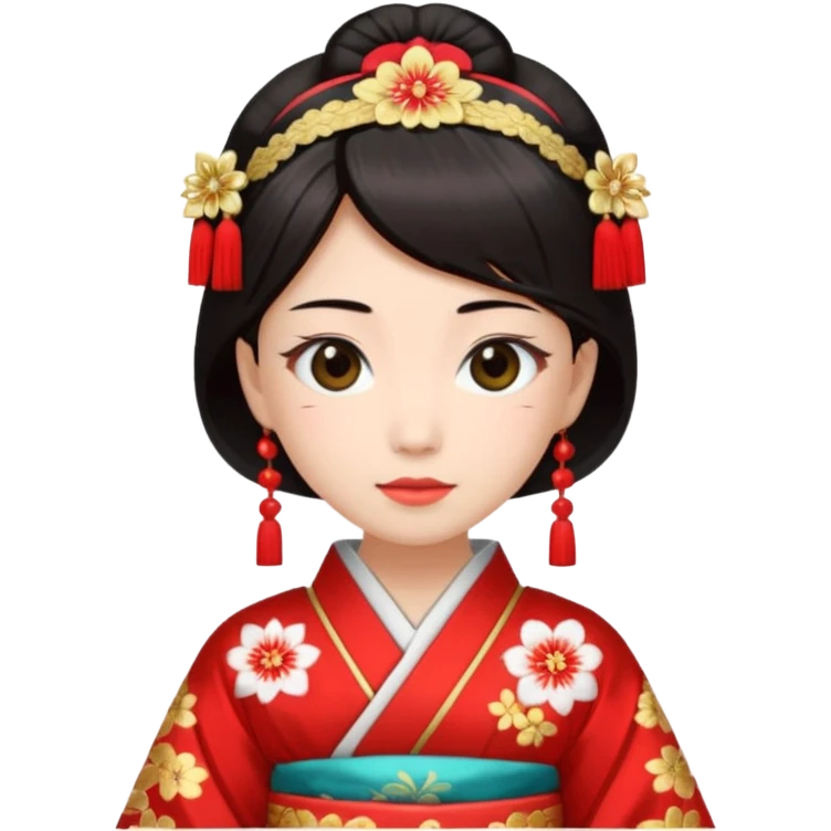 Japanese Princess with in red ceremonial robe kimono emoji