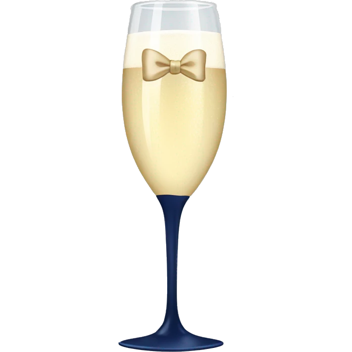 Champagne glass with a navy blue bow on stem emoji