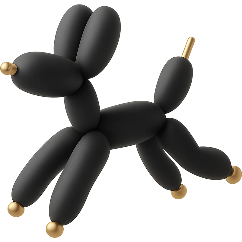 balloon dog, jumping emoji