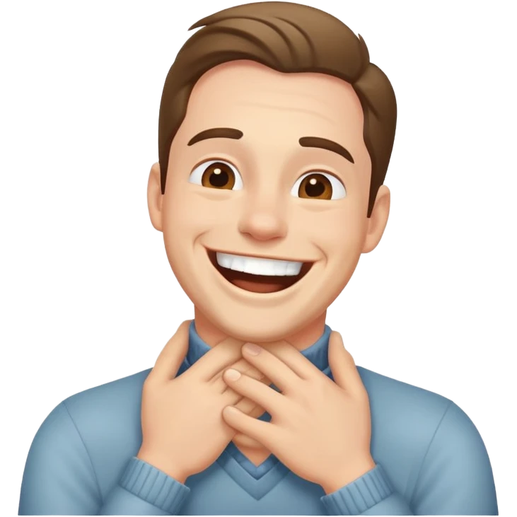 man laughing hands around neck  emoji