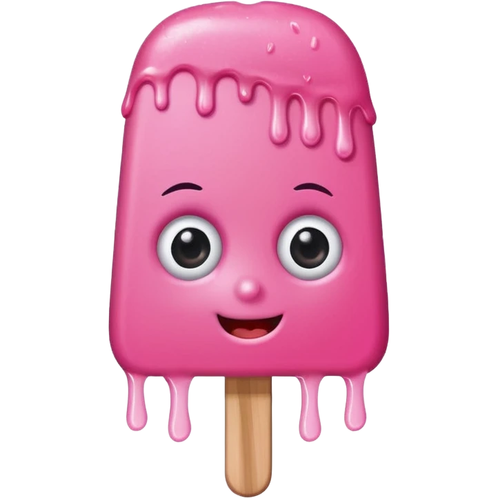 happy pink popsicle with eyes and beanie emoji