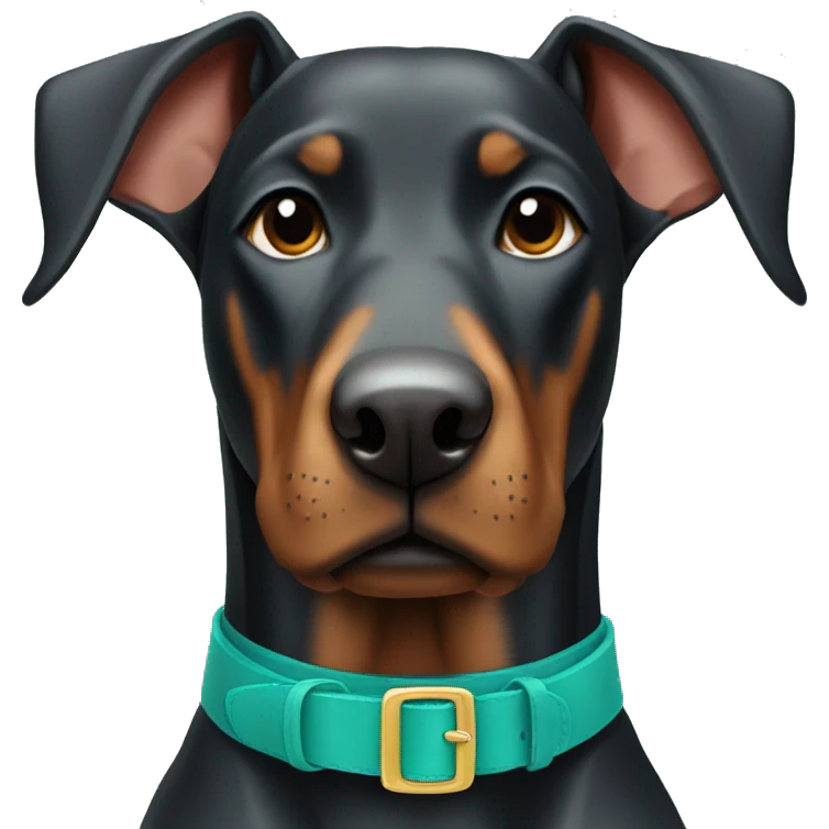 Doberman with teal collar emoji