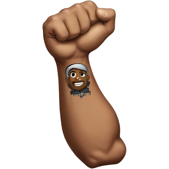 Flexing brown arm with tattoo sleeve emoji