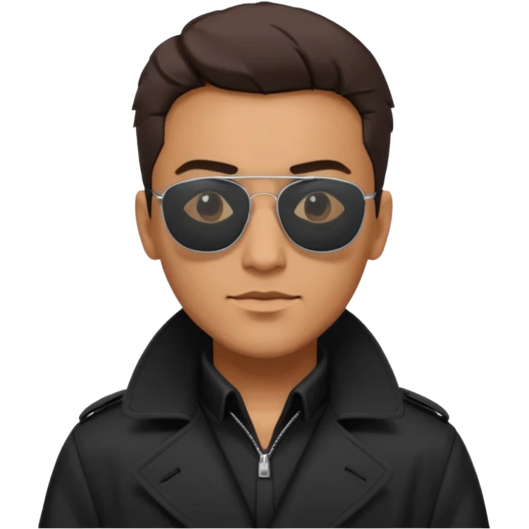 man in black trenchcoat and matrix sunglasses emoji