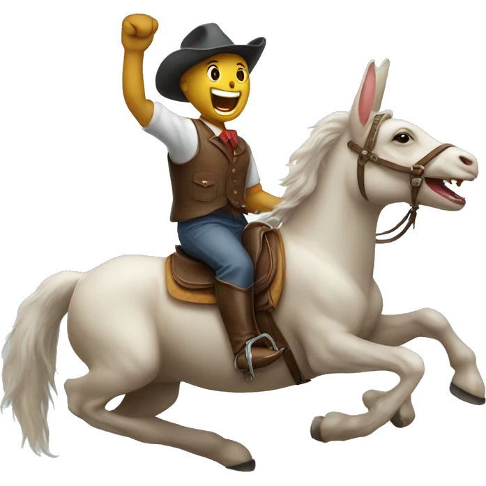 Rabbit riding horse laughing emoji