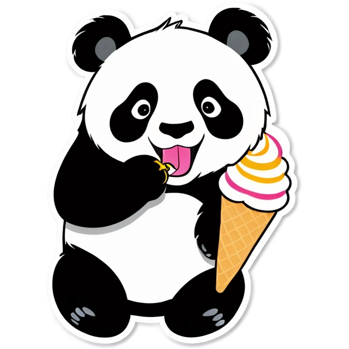 Panda eating ice cream emoji