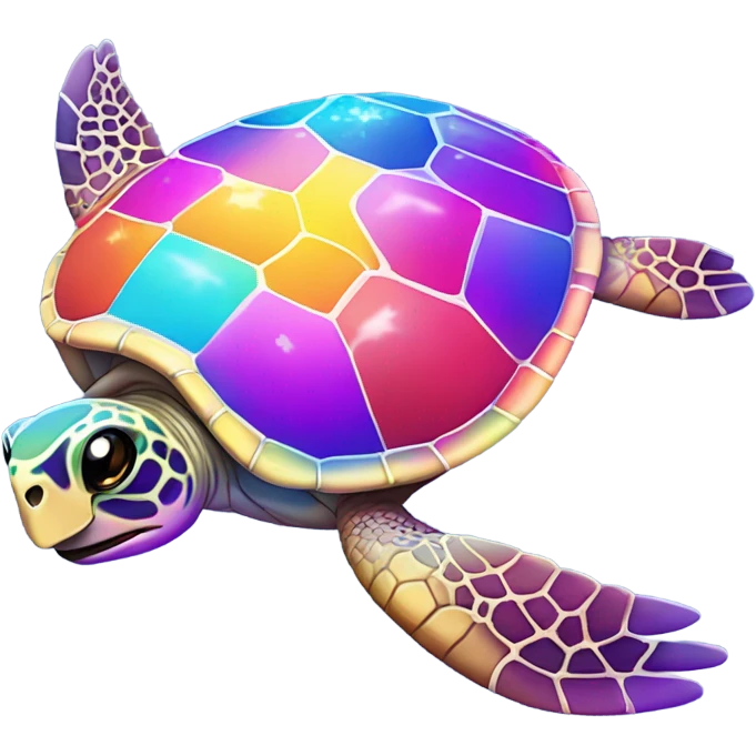 Lisa Frank, rainbow sea turtle with star on shell  emoji