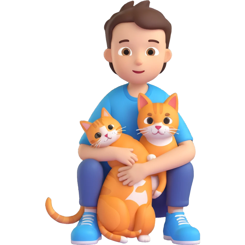 boy and cat pet emoji