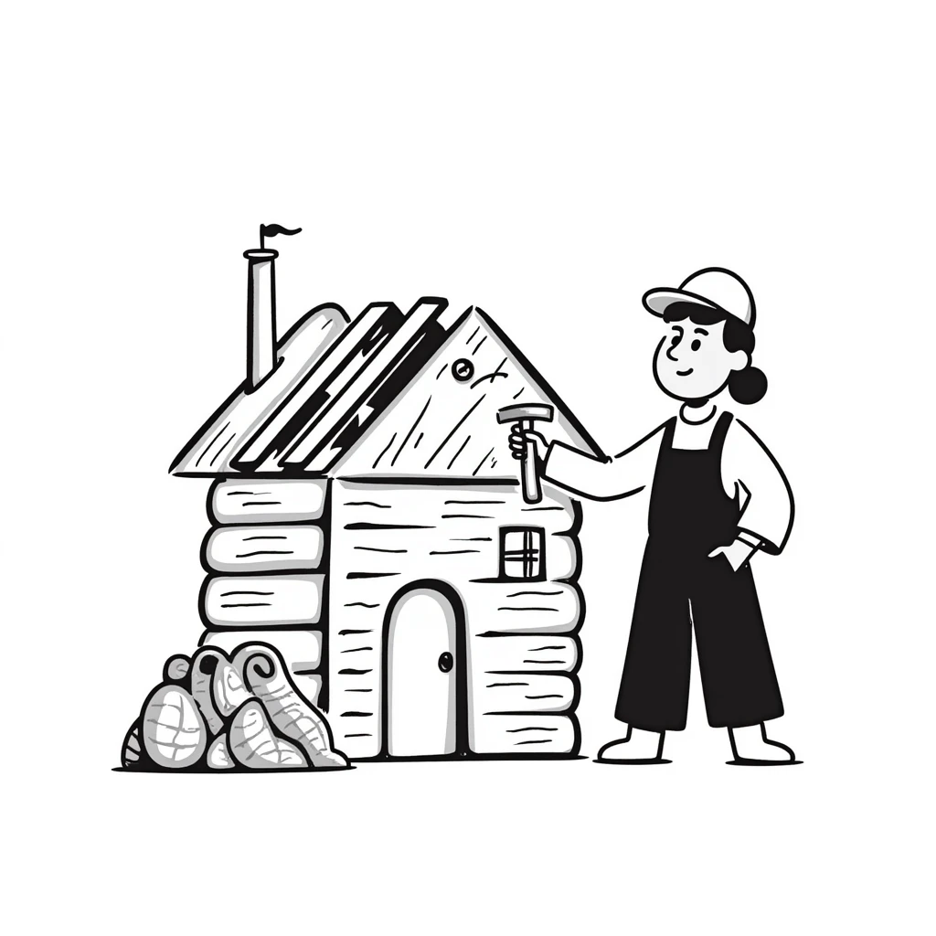 under construction log house emoji
