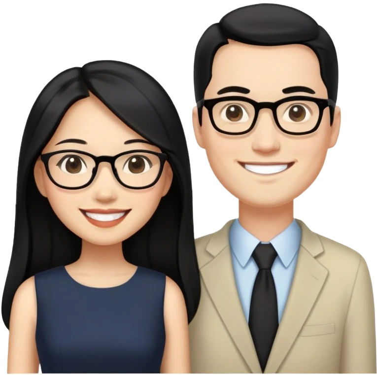 Show me an classy sexy Asian American woman without glasses who loves a cool tall white guy with classes  emoji