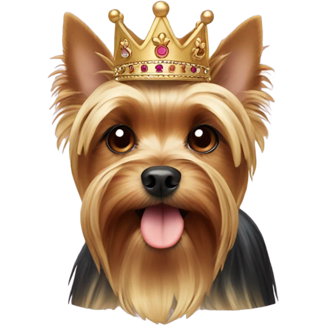 Yorkshire terrier wearing a crown emoji