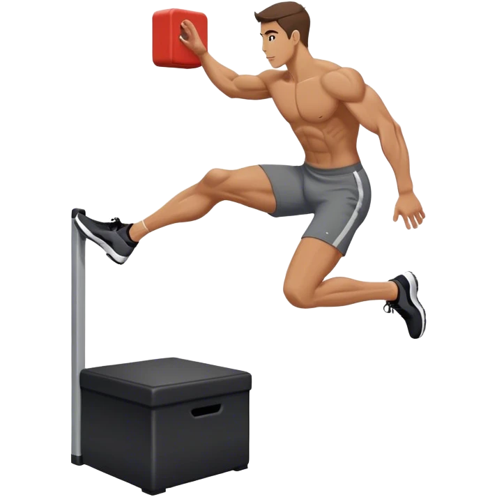 man jump onto plyo-box side-view emoji