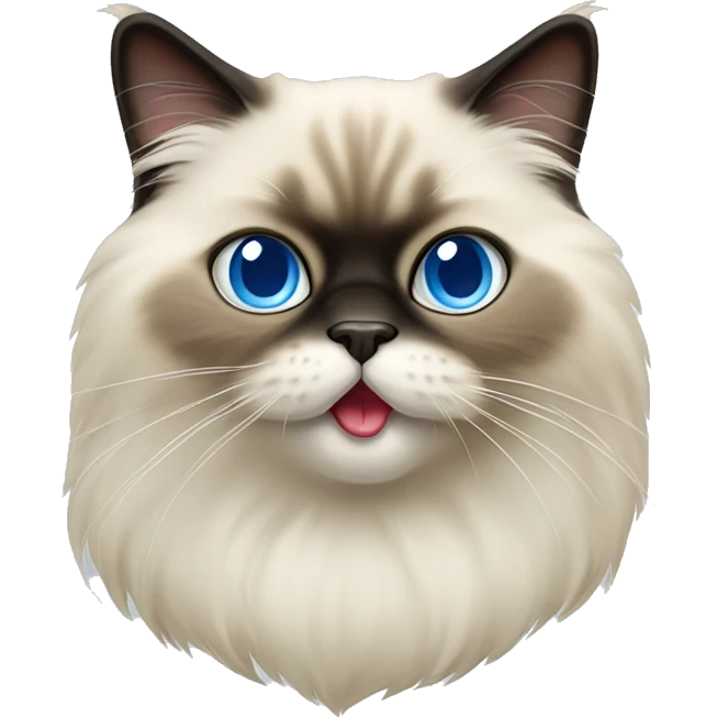Himalayan cat with tongue out, blue eyes emoji