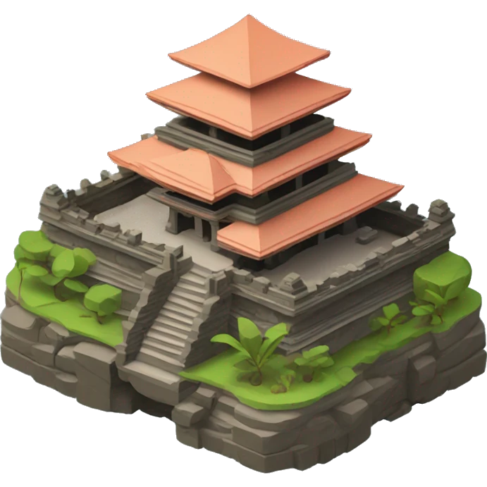 indonesian temple tanah lot isometric front view emoji