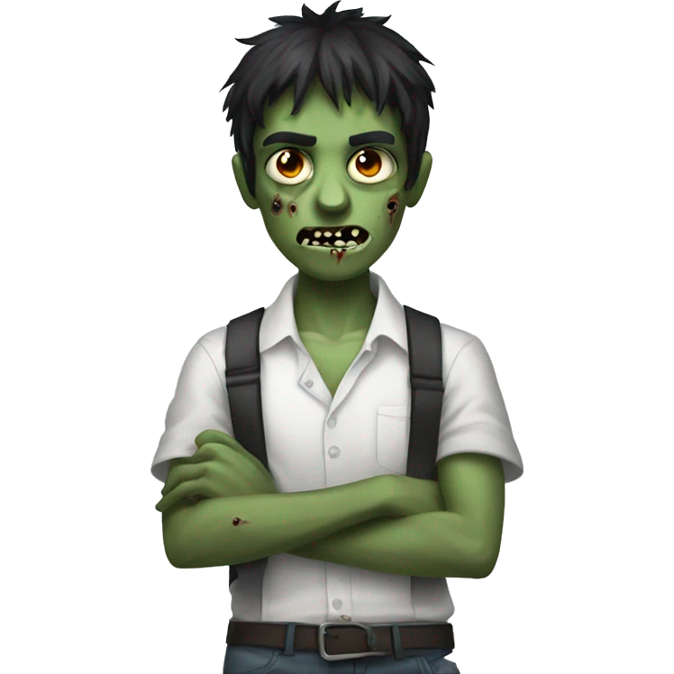 teen boy zombie with dark hair and white shirt emoji