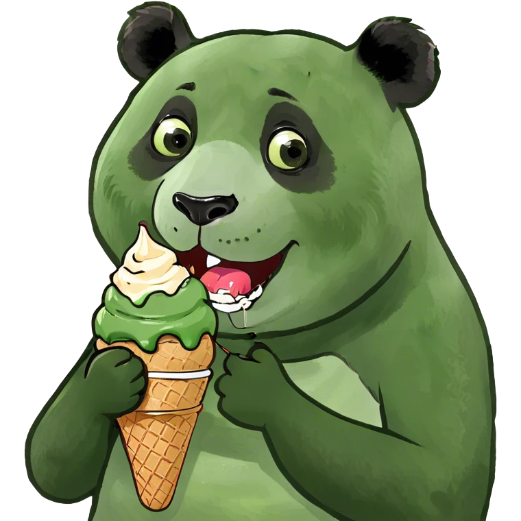Panda eating ice cream emoji