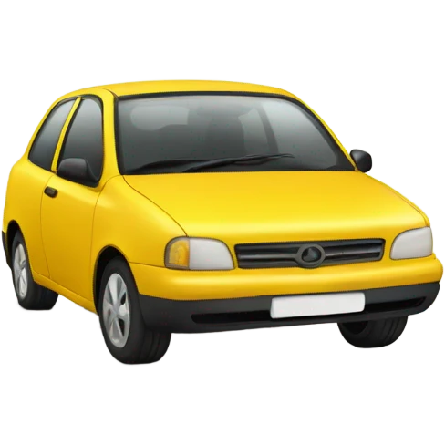 Yellow car that has a smiling face  emoji