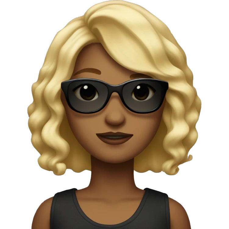 Girl with a blondy wavy bob and sunglasses that pretends to be gangsta  emoji