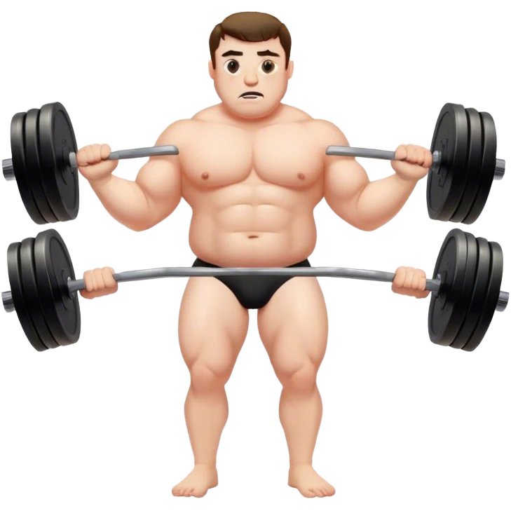 fat white shirtless guy doing biceps curls emoji