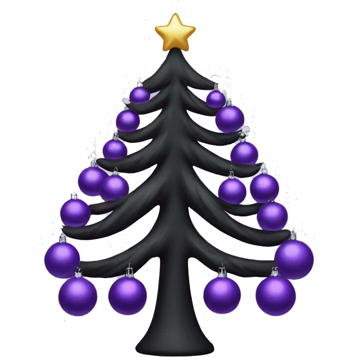 Black Christmas tree with purple ornaments emoji