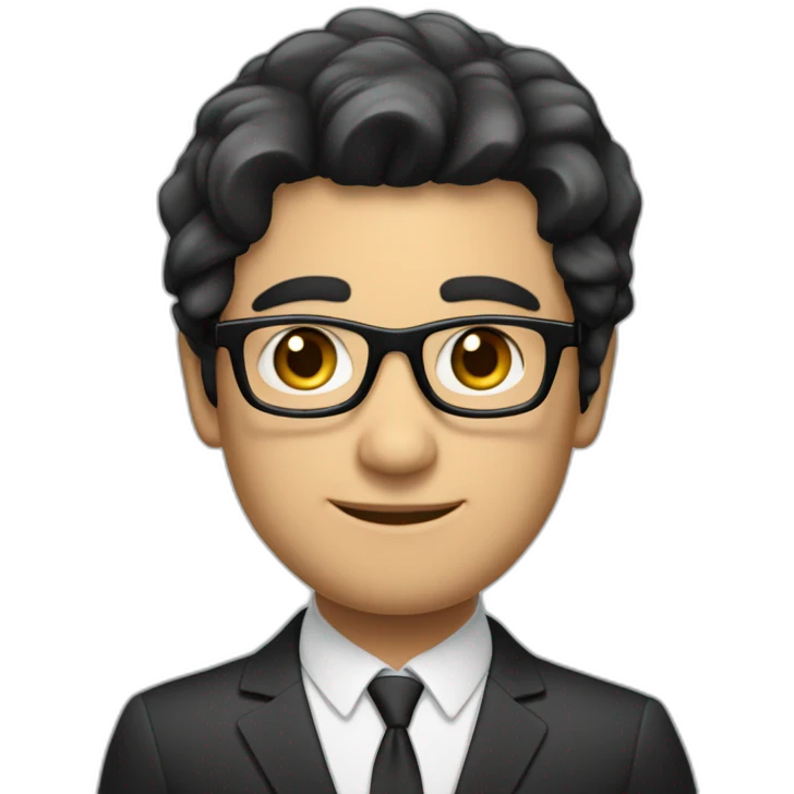He is handsome man about 40 with black hair and eyes light skeen an he wear black glasses and suit he is employee of bank emoji