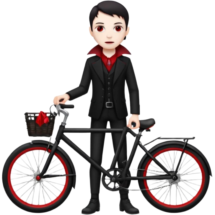 vampire stand with bicycle. emoji