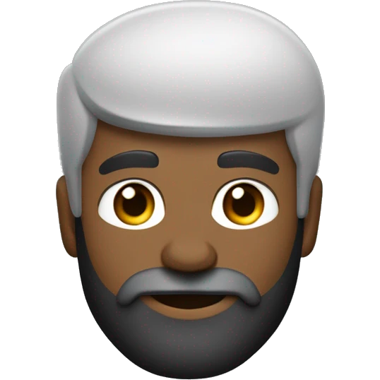 Um homem com cabelo grande cacheado, penteado para trás da cor preta, barba conectada no cabelo, a barba é preta, pele branca, olhos negros, usando roupas num estilo casual, usando um boné cinza, como se tiesse stalkenado alguém. emoji