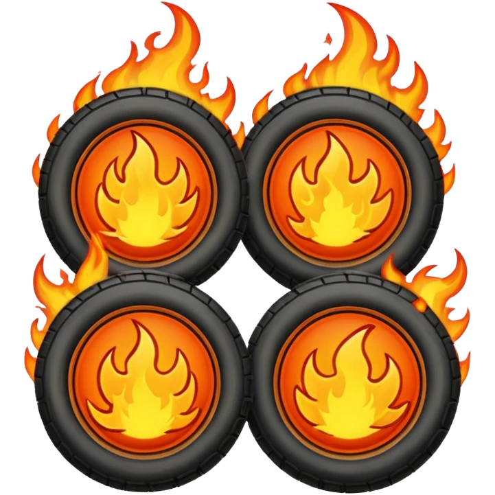 fireballs with flames in semi tires emoji