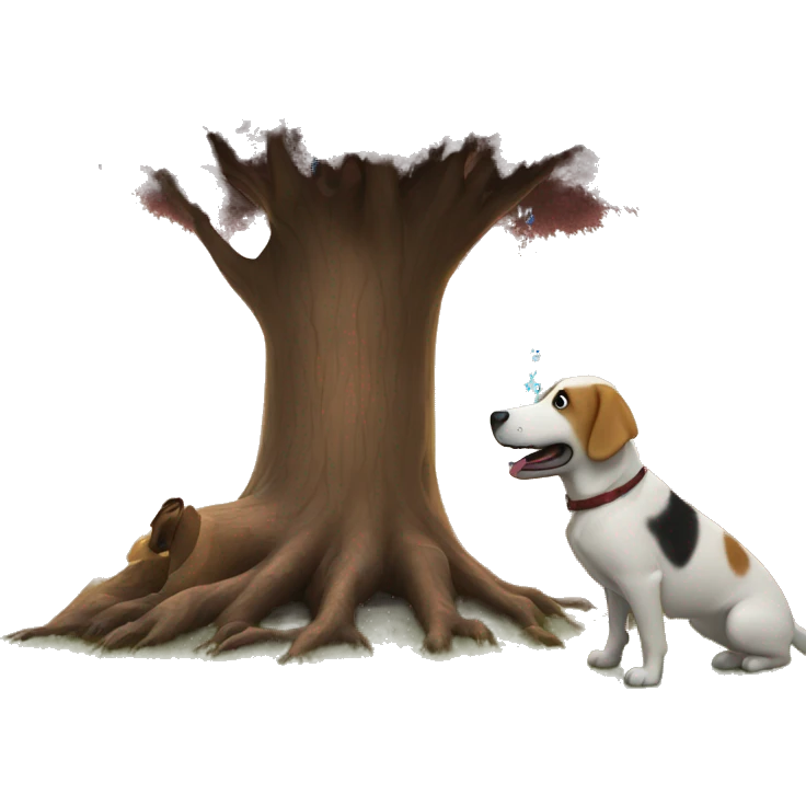 Tree releases sap onto dog.  emoji