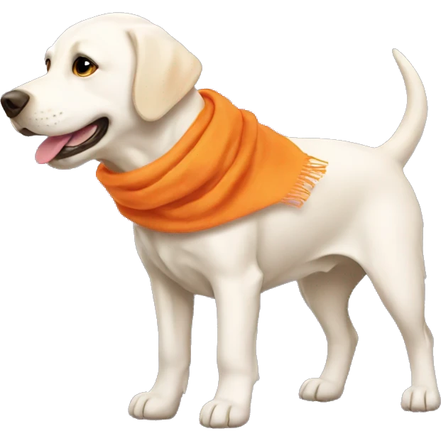 White Labrador with orange scarf  emoji