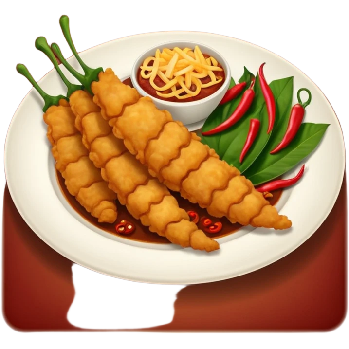 indonesian fried food with chili on a plate emoji