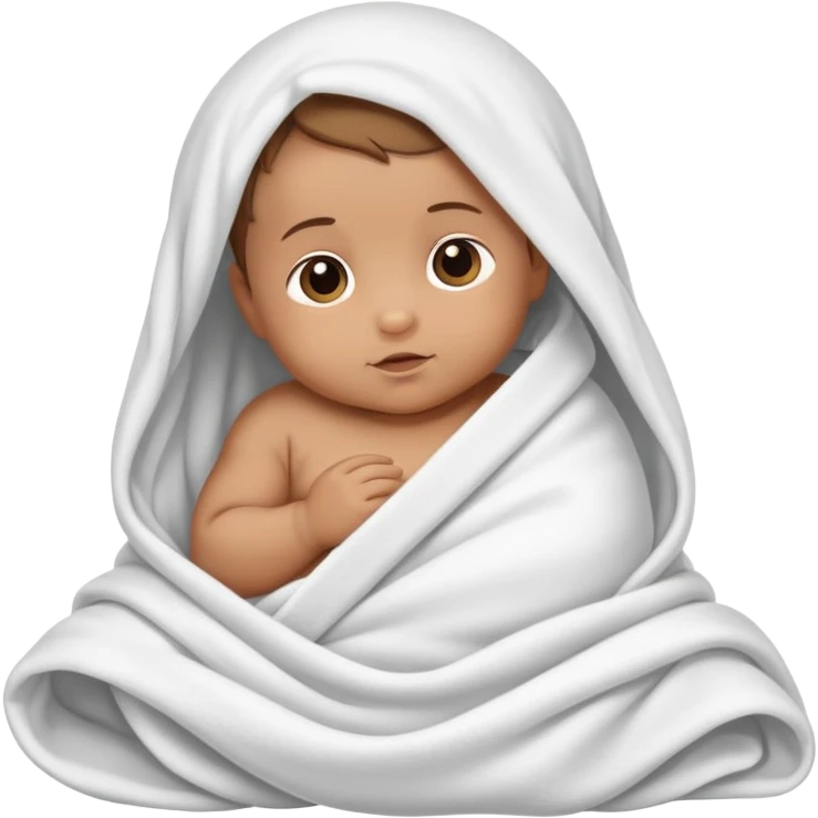 tanned baby swaddled in a white blanket emoji