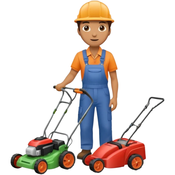 Maintenance worker
with lawnmower, full body emoji