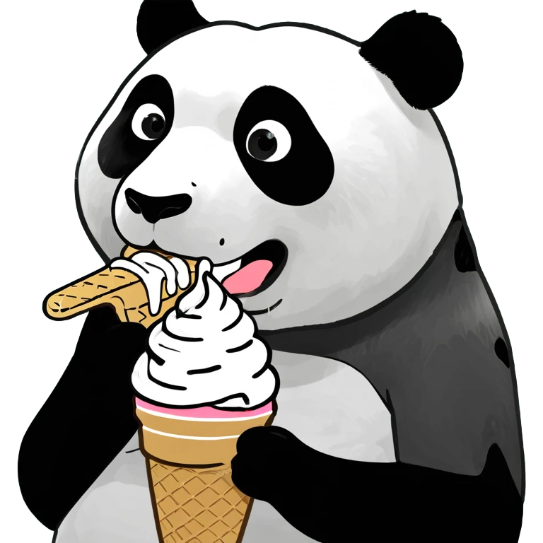 Panda eating ice cream emoji