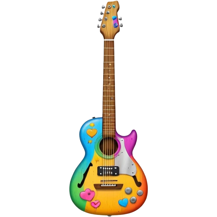 emo guitar with stickers emoji