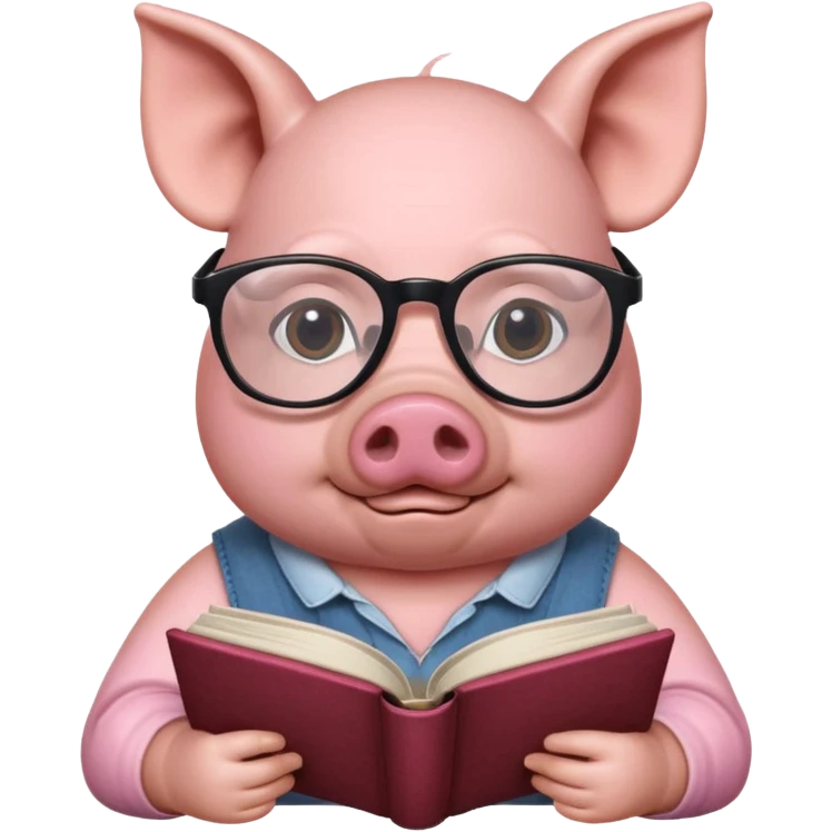 pig reading book emoji
