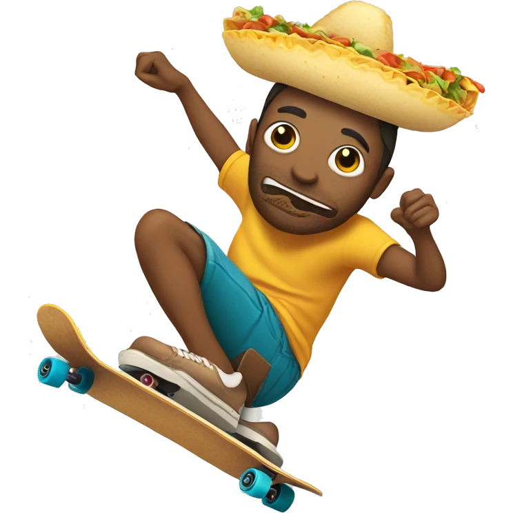 Farting taco riding a skateboard emoji