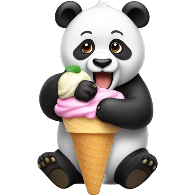 Panda eating ice cream emoji