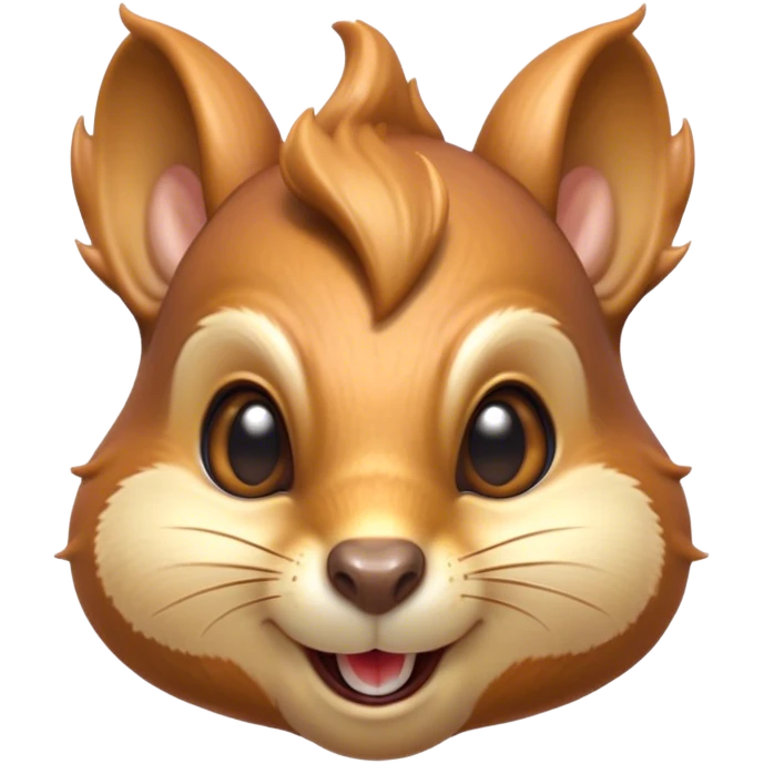 Cinematic Cheeky Squirrel Portrait Emoji, Head cocked to one side with a cheeky smirk and sparkling, impish eyes, featuring a compact, agile form with a luxuriously bushy tail and perky ears, Simplified yet remarkably expressive features, highly detailed, glowing with a playful, golden glow, high shine, mischievous and lively, stylized with an air of woodland naughtiness, soft glowing outline, capturing the essence of a cheeky squirrel that seems poised to leap out of the screen with a fun-loving attitude! emoji
