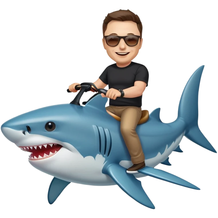 Elon musk riding a shark emoji