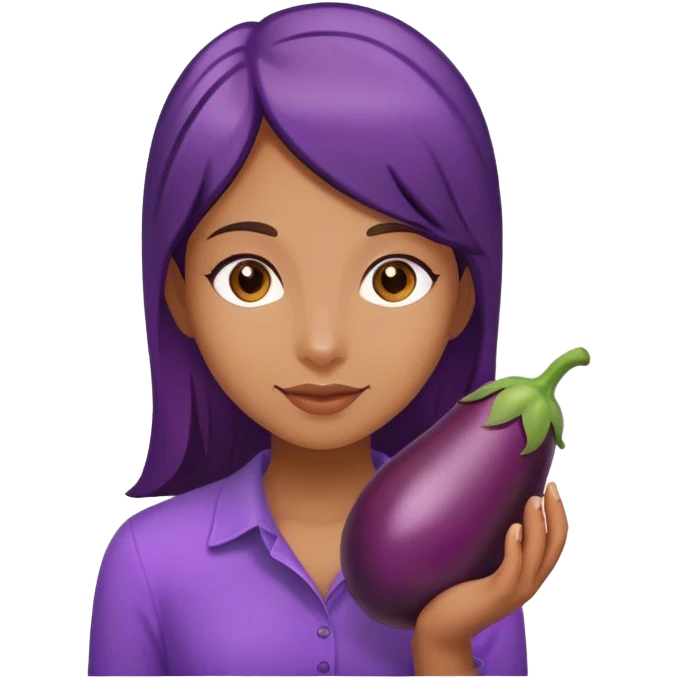 Girl holding eggplant  emoji