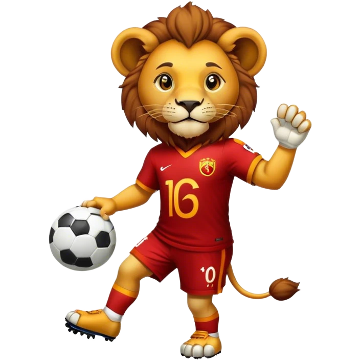 A Lion with a Galatasaray jersey and a football in his handa emoji