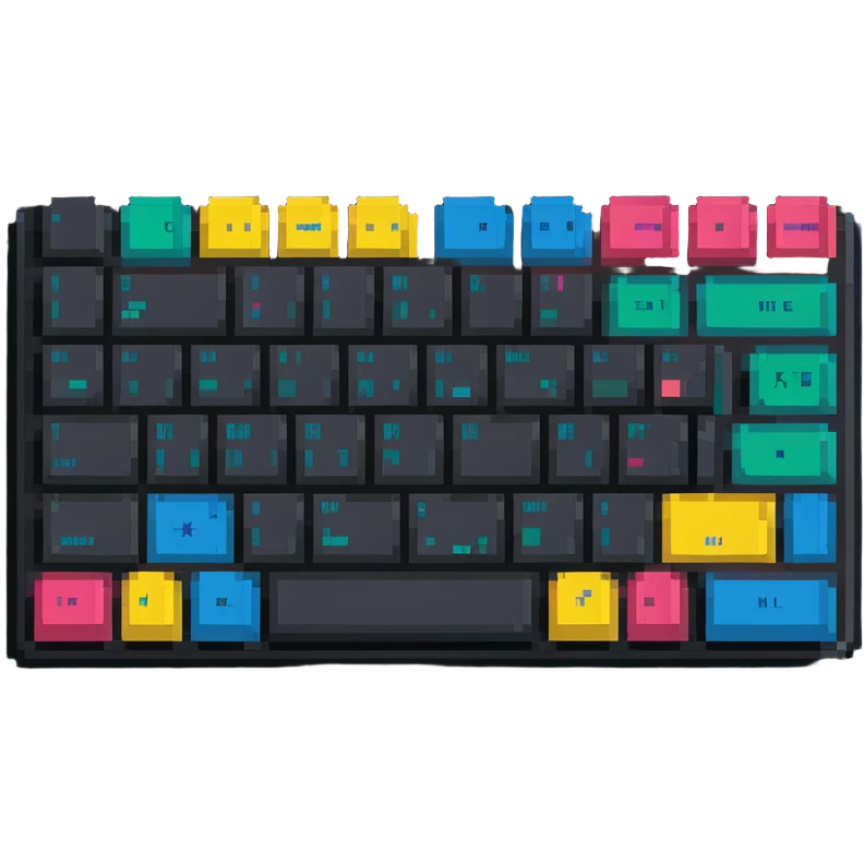 Keyboard with colorful keys, programming logo emoji