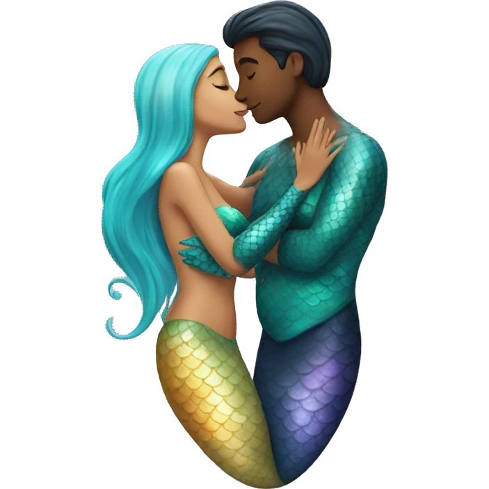 Mermaid kissing another mermaid emoji