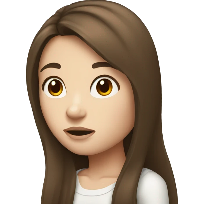 girl with long brunette hair and white skin shrugging emoji