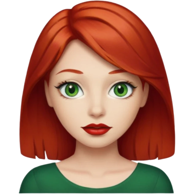 red hair with red lipstick  emoji